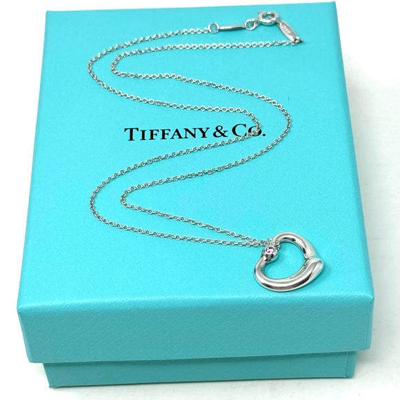 Authentic Tiffany & CO. Elsa Peretti  Pink Sapphire Open Heart Neck… - Picture 9 of 15